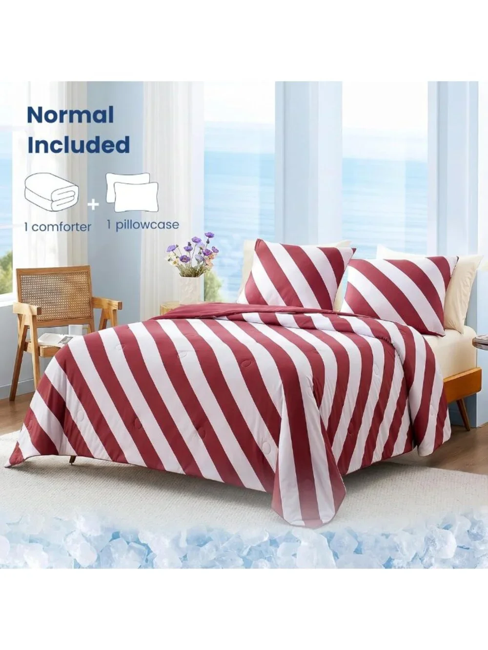 Cooling Comforter King Size Set - Lightweight Double-Sided Summer Quilt, 106x90